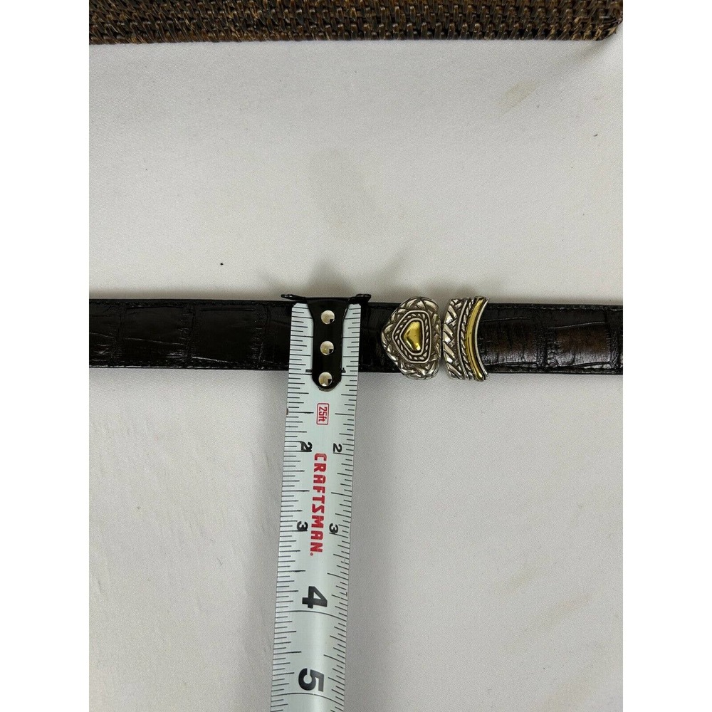 Brighton Reversible Belt Women's Brown/Black Croc Leather Gold Metal Buckle 30 - Picture 7 of 7